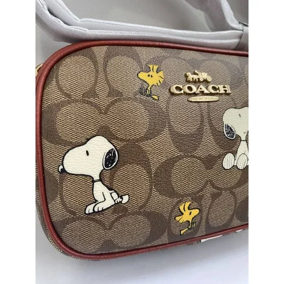 Coach X Peanuts Mini Jamie Camera Bag In Signature Canvas With Snoopy Woodstock - Picture 3 of 7